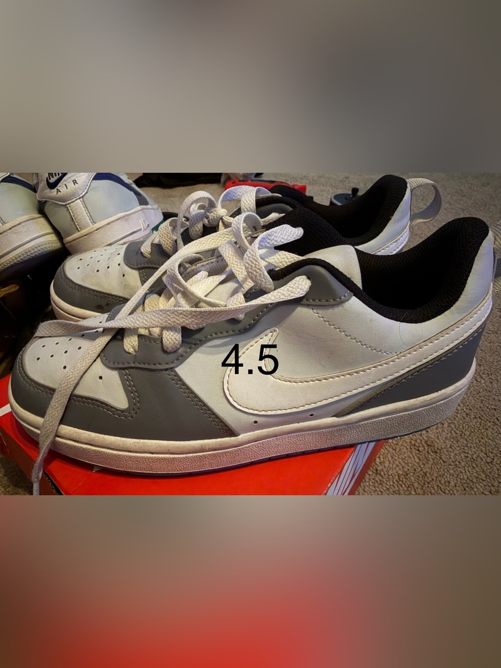Nike Low-Top Sneakers in White and Gray with Black Lining